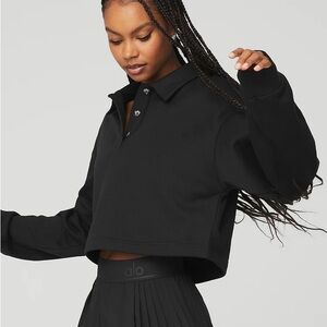 ALO Yoga | Polo Henley Pullover in Black size Small